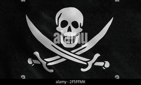 An illustration of a skull and crossed swords pirate jolly roger flag ...