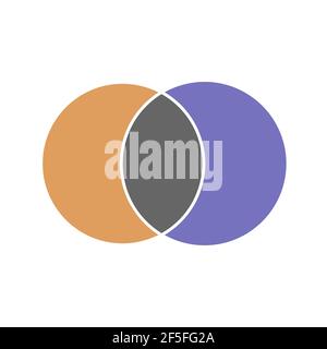 Venn maths vector diagram, color modern icon - white background . Stock Vector