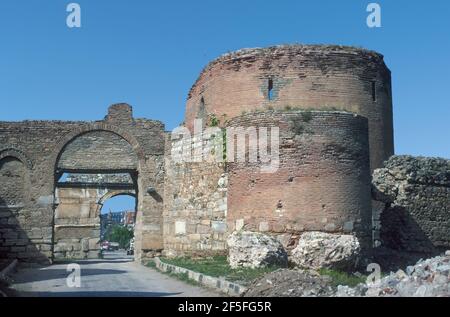 Byzantine walls and entrance to Iznik Turkey. Stock Photo