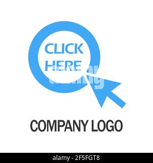click here with arrow company logo design template, Business illustration vector icon . Stock Vector