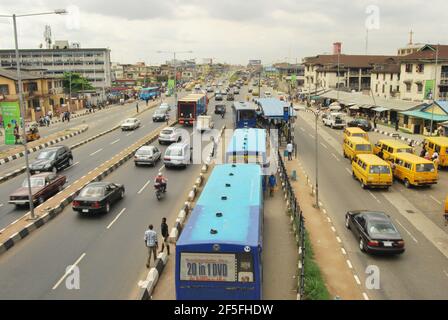 Lagos Street, Surulere, Nigeria. Stock Photo