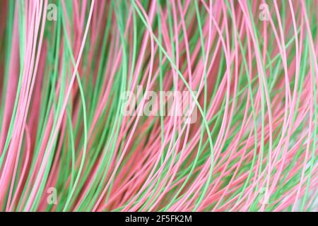 Colored thin wavy threads abstract texture background Stock Photo