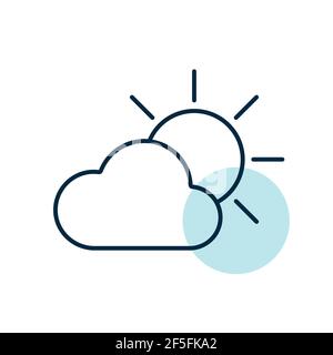 Sun and cloud vector icon. Meteorology sign. Graph symbol for travel, tourism and weather web site and apps design, logo, app, UI Stock Vector