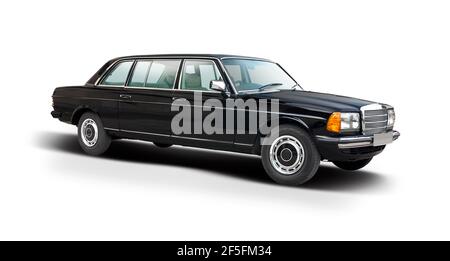 Classic black limousine isolated on white background Stock Photo