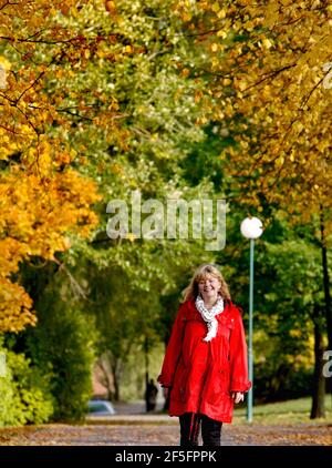 Portrait of the actress Inger Nilsson who played Astrid Lindgren's Pippi. Photographed at Djurgården in Stockholm.Photo Jeppe Gustafsson Stock Photo