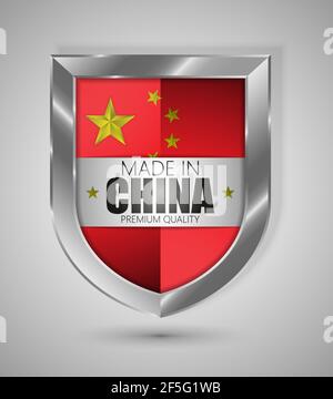 EPS10 Vector illustration. Realistic shield. Made in China, Premium Quality. Perfect for any use. Stock Vector