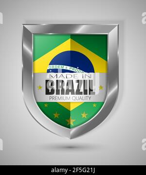 EPS10 Vector illustration. Realistic shield. Made in Brazil, Premium Quality. Perfect for any use. Stock Vector