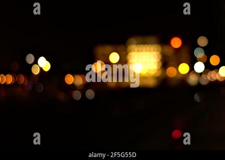 Bokeh background of colorful trafic lights at night Stock Photo