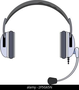 Classic headphones with a microphone. Vector eps10 illustration headset with headphone and microphone. Isolated on white background Stock Vector