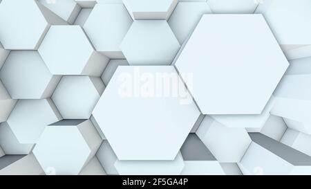 Background clear pattern abstract hexagon white, wallpaper futuristic, tech space, illustration render tech for presentations and pitch Stock Photo