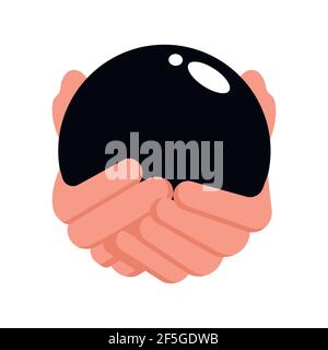 Vector hand and ball isolated on white background. Stock Vector
