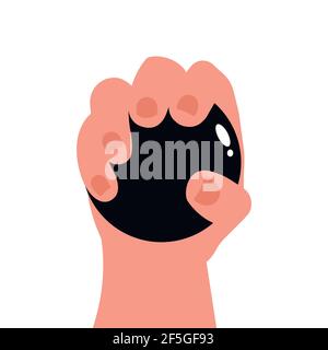 Vector hand and ball isolated on white background. Stock Vector
