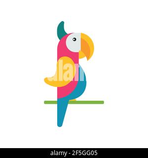 Cartoon parrot, bird wild animal, vector illustration on white background, icon. Stock Vector