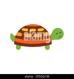 Japanese pond turtle vector illustration isolated on white background. Simple style, icon. Stock Vector