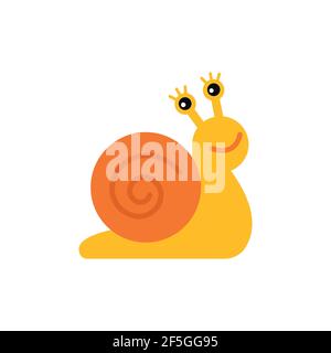Cute cartoon snail on a white background. Vector illustration. Icon. Stock Vector
