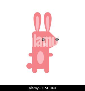 Rabbit cute doodle hand drawn flat vector illustration. Icon. Simple style for kids. Stock Vector