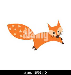 Cute cartoon fox in modern simple flat style. Vector illustration. Stock Vector