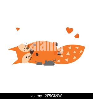 Cute cartoon fox in modern simple flat style. Vector illustration. Stock Vector