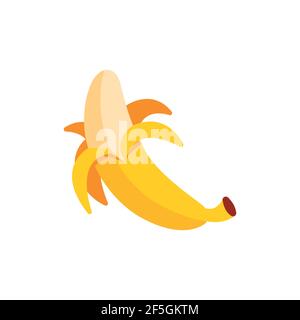 Banana flat vector illustration. Icon. Simple style for kids. Stock Vector