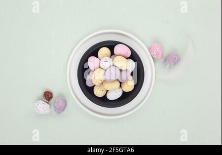 Speckled mini chocolate eggs Stock Photo