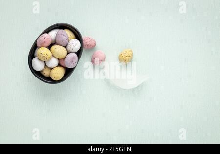 Pastel coloured mini chocolate eggs Stock Photo