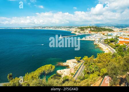 Mediterranean sea and beautiful blue sky. Nice France, french riviera Stock Photo