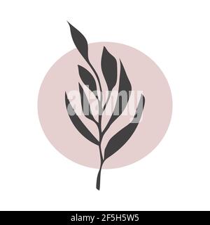 Flower silhouette on colorful round background. isolated vector Stock Vector