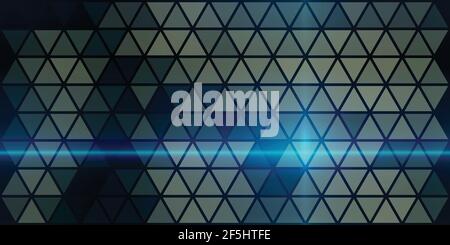 Blue laser beam a dark background textured by triangles. Tech vector pattern Stock Vector