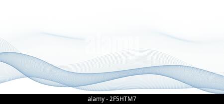 Subtle abstract background of thin blue gray wavy lines on a white. Minimal vector pattern Stock Vector