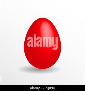 Red color egg. 3D illustration with shadow. Easter holiday theme Stock Vector