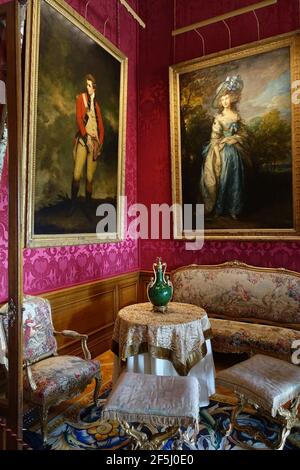 Red Drawing Room - Waddesdon Manor - Buckinghamshire, England - Stock Photo