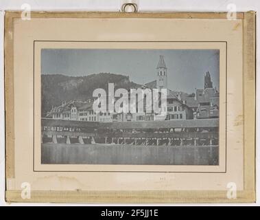 View of Thun, Switzerland. Alphonse-Louis Poitevin (French, 1819 - 1882) Stock Photo