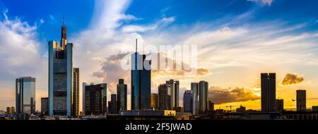 Aerial view of Frankfurt with Hauptwachen at sunset Stock Photo