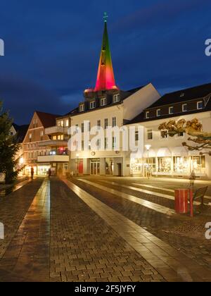 Lighted Market At Christmas Time, Unna, Ruhr Area, North Rhine-Westphalia, Germany, Europe Stock Photo