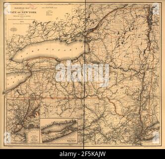 Railroad map of the state of New York to accompany the twelfth annual report of the Board of Railroad Commissioners of the State of New York, 1894. Stock Photo