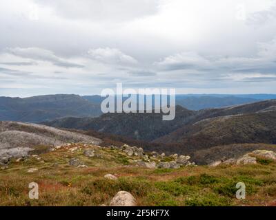 The View from Mount Stirling Loop Walking Track, on the Great Dividing Range, Victoria, Australia Stock Photo