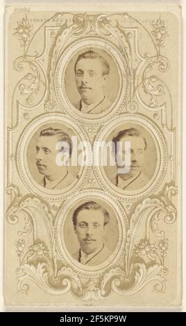 Four separate oval-cut portraits of unidentified men with moustaches. J. Murray (British, active Scarborough, England 1860s) Stock Photo