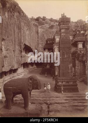 Rang Mahal or Kailasa Cave. Lala Deen Dayal (Indian, 1844 - 1905) Stock Photo