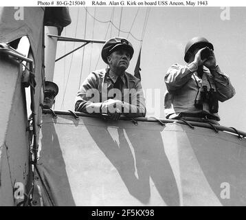 Rear Admiral Alan G. Kirk, USN (center). Stock Photo