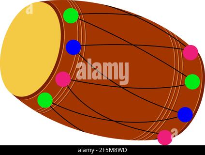 Vaisakhi Baisakhi design elements. New Year of the Sikhs. Drum, dholak, devanagari Stock Vector