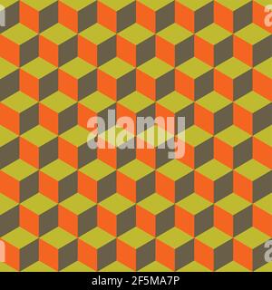 Abstract multicolored geometric cubes. Seamless pattern. Perfect color combination background. Stock Vector