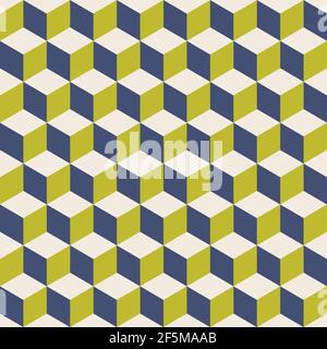 Abstract multicolored geometric cubes. Seamless pattern. Perfect color combination background. Stock Vector