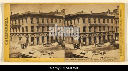 San Francisco - Wells, Fargo & Co's Express Office, Corner Montgomery and California street.. Lawrence & Houseworth Stock Photo