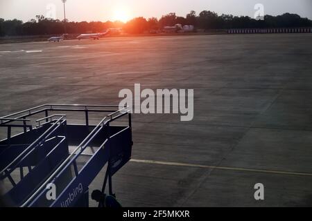 Sunset view of Indira Gandhi Airport, New Delhi, India