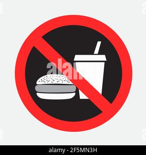 fast food prohibited sign sticker Stock Vector