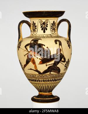 Attic Black-Figure Neck Amphora. Stock Photo