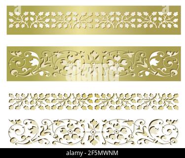 Gold borders, golden frame illustration Stock Vector