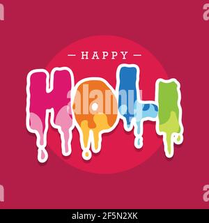 Happy Holi poster, Color Dripping illustration vector Stock Vector