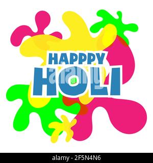 Happy Holi poster color splash illustration vector banner Stock Vector