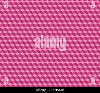 Vector isometric pattern. Pink cubes. Bright monochrome geometric background. Stock Vector